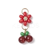6Pcs 6 Colors Baking Paint Glass Seed Pendants PALLOY-MZ00415-2