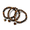 8.5mm Round Natural Tiger Eye Beaded Stretch Bracelets BJEW-C074-01Q-1
