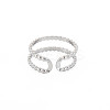 Non-Tarnish 304 Stainless Steel Double Line Open Cuff Ring for Women RJEW-S405-227P-2