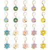20Pcs 10 Styles Flower Alloy Enamel Pendant Locking Stitch Markers HJEW-SC00173-6