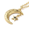 Golden Brass Crescent Moon Pendant Necklace with Rhinestone NJEW-Z015-01A-G-2