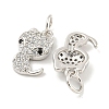 Rack Plating Brass Micro Pave Clear Cubic Zirconia Pendants KK-B093-02C-P-1