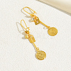 Fashionable Classic Flat Round Brass Tassel Hoop Earrings EH8796-2