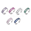 Brass Micro Pave Cubic Zirconia Cuff Open Rings for Women RJEW-L343-16P-2