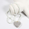 Valentine's Day Heart Alloy Rhinestone Pendant Glass Beaded Necklaces for Women FS-WG456B3-04-1
