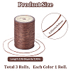3 Roll 3 Colors Flat Waxed Polyester Thread String YC-CL0001-01A-2