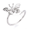 Butterfly Shape Brass Micro Pave Clear Cubic Zirconia Cuff Ring Settings KK-T076-50P-1