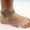 Bohemian Flower Tassel Alloy Anklets for Women AJEW-B107-02-1