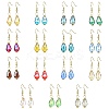 15 Pair 15 Color Glass Teardrop Dangle Earrings EJEW-JE05399-1