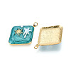 304 Stainless Steel and Enamel Resin ABS Imitation Pearl Pendants STAS-T069-84-2