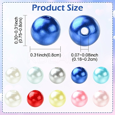 500Pcs 5 Colors Spray Painted ABS Plastic Imitation Pearl Beads OACR-YW0004-49A-1