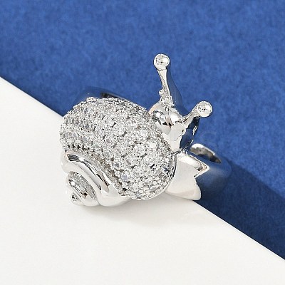 Brass Micro Pave Clear Cubic Zirconia Cuff Rings RJEW-P155-02P-1