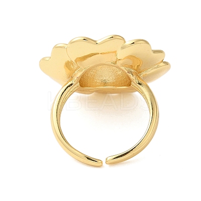 Flower Brass Open Cuff Rings RJEW-A046-06G-1