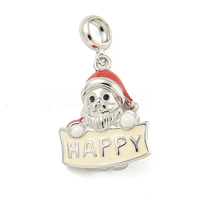 Anti-Tarnish Rhodium Plated 925 Sterling Silver Enamel Christmas European Dangle Charms STER-Z010-02P-02A-1