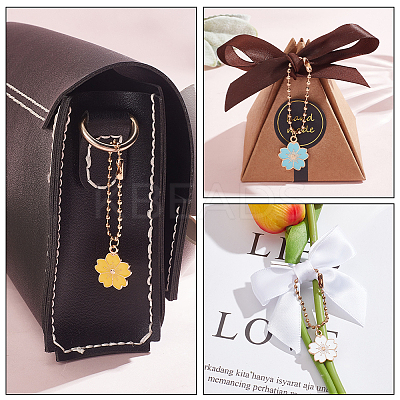 Alloy Enamel Sakura Flower Pendants Decoration HJEW-PH01807-1