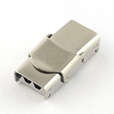 Tarnish Resistant Smooth Surface 201 Stainless Steel Watch Band Clasps STAS-R063-86-1