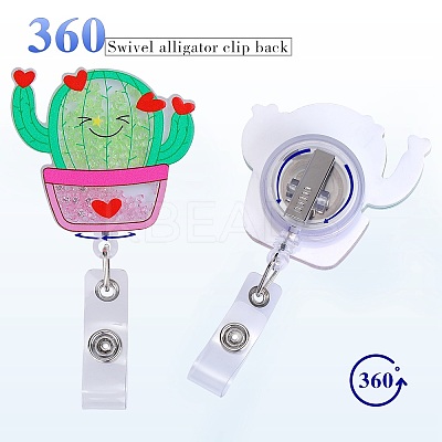 Rhinestone Quicksand Effect Acrylic & ABS Plastic Badge Reel AJEW-SZ0002-48A-1