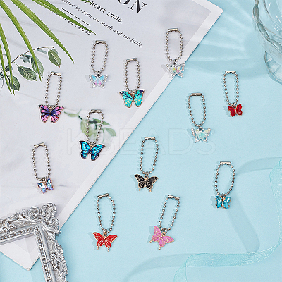 24Pcs 12 Styles Butterfly Alloy Enamel & Crystal Rhinestone & Glass Shoes Charms HJEW-DR00092-1
