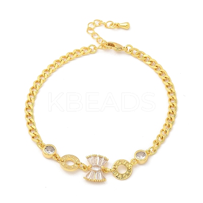 Brass Micro Pave Clear Cubic Zirconia Link Bracelets BJEW-U020-08G-1