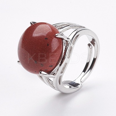 Adjustable Natural Red Jasper Finger Rings RJEW-F075-01N-1