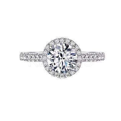 Rhodium Plated 925 Sterling Silver Pave 5.2x3.1mm Moissanite Finger Rings for Women WG1E35D-41-1