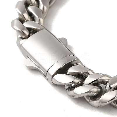 Non-Tarnish 304 Stainless Steel Cuban Link Chain Bracelets for Women Men BJEW-Q341-14D-P-1