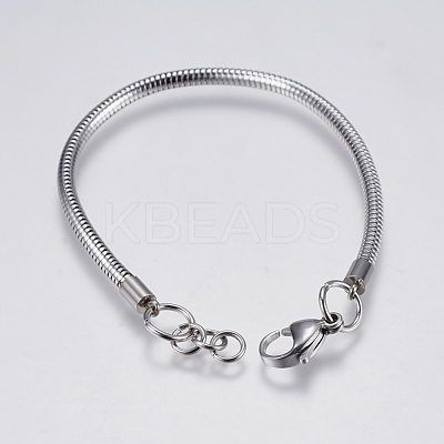 Tarnish Resistant 304 Stainless Steel Round Snake Chain Bracelet Making STAS-F139-056P-D-1