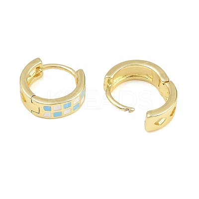 Tartan Pattern Enamel Chunky Hinged Huggie Hoop Earrings for Women EJEW-P196-22G-03-1