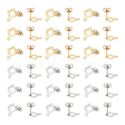 60Pcs 2 Colors 201 Stainless Steel Stud Earring Findings EJEW-UN0002-40-1