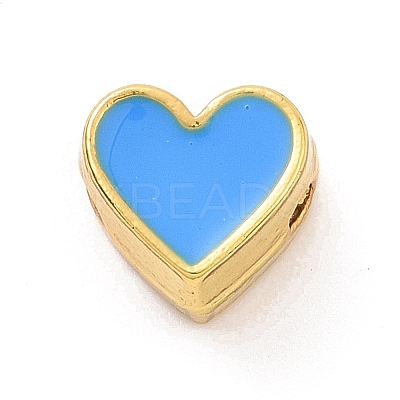 Eco-friendly Rack Plating Brass Enamel Beads KK-F843-30G-03-1