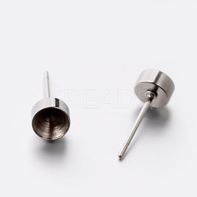 Non-Tarnish 304 Stainless Steel Post Stud Earring Settings STAS-E074-17-1