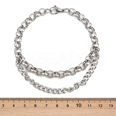 201 Stainless Steel Link Rolo Chain Bracelets for Women BJEW-B143-18P-1