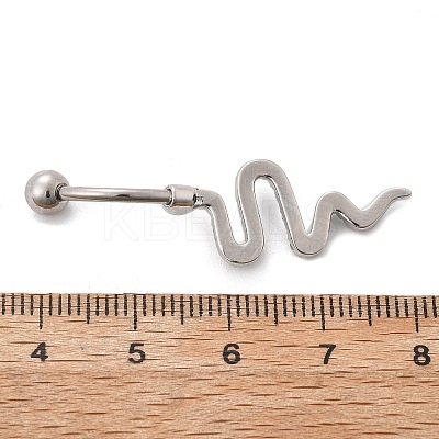 Alloy Rhinestone Snake Curved Barbell Belly Rings AJEW-R007-03P-04-1