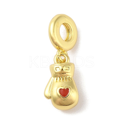 Rack Plating Brass Red Enamel European Dangle Charms KK-S380-24G-1