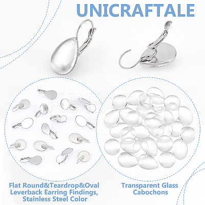 DIY 304 Stainless Steel & Glass Leverback Earring Jewelry Kits DIY-UN0006-06-1