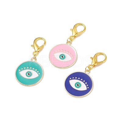 Alloy Enamel Evil Eye Pendant Decorations HJEW-JM00723-1