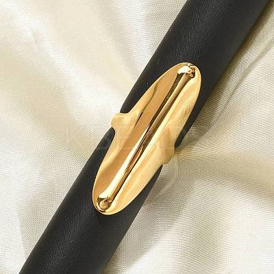 Oval 304 Stainless Steel Open Cuff Rings for Women RJEW-Q007-01G-1