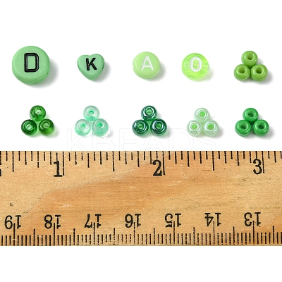 DIY Flat Round & Heart Acrylic & Glass Seed Beads Jewelry Making Findings Kits DIY-FS0006-43C-1