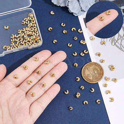 100Pcs 202 Stainless Steel Crimp Beads Covers STAS-UN0043-65-1