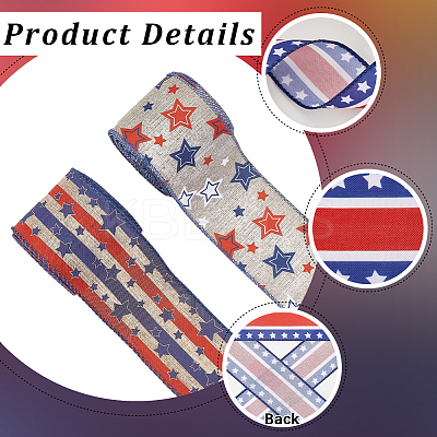 2 Rolls 2 Styles Independence Day Themed Cloth Ribbon OCOR-GF0004-51B-1