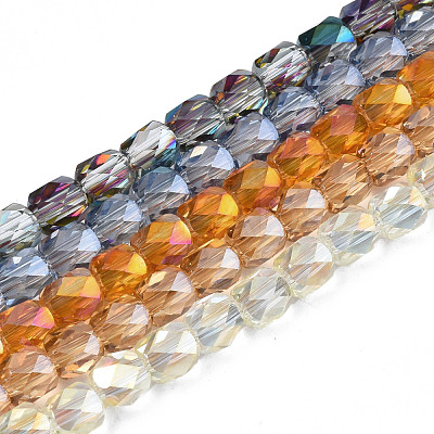 Electroplate Transparent Glass Beads Strands EGLA-N002-13-B-1