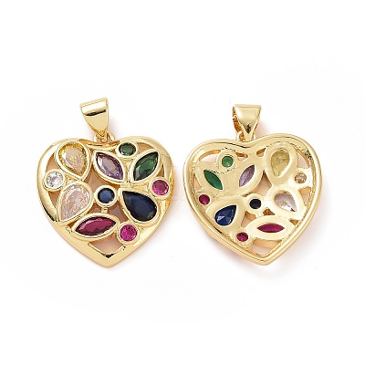 Brass Cubic Zirconia Pendants ZIRC-I062-27G-1