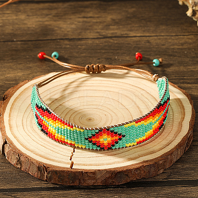Bohemian Style Geometric Glass Seed Bead Handmade Bracelet for Women HL6362-3-1