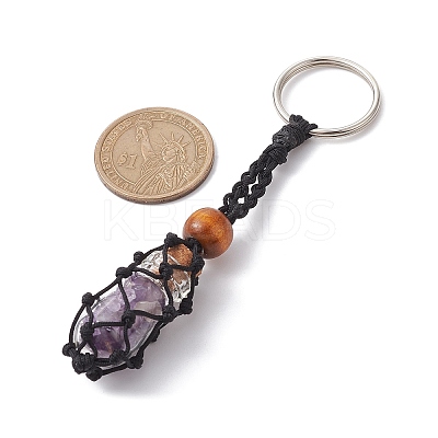 Natural Amethyst Wishing Bottle Keychain KEYC-JKC00726-02-1