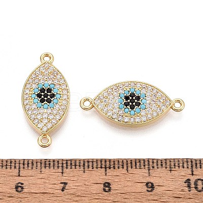 Brass Micro Pave Colorful Cubic Zirconia Connector Charms KK-N284-02G-1