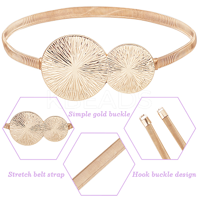 1Pc Alloy Flat Snake Chain Belt with Flat Round Buckle AJEW-CP0008-13-1