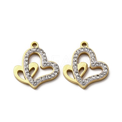 304 Stainless Steel Clay Rhinestone Pendants STAS-P406-17H-G-1