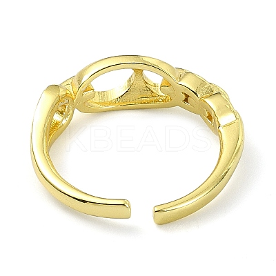 Brass with Cubic Zirconia Open Cuff Ring RJEW-B051-12G-1