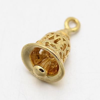 Brass Bell Pendants KK-F0293-09-1