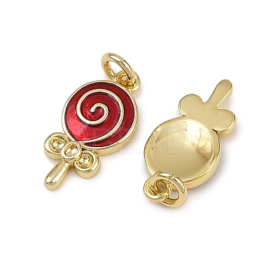 Brass Enamel Lollipop Charms KK-D424-20B-G-1